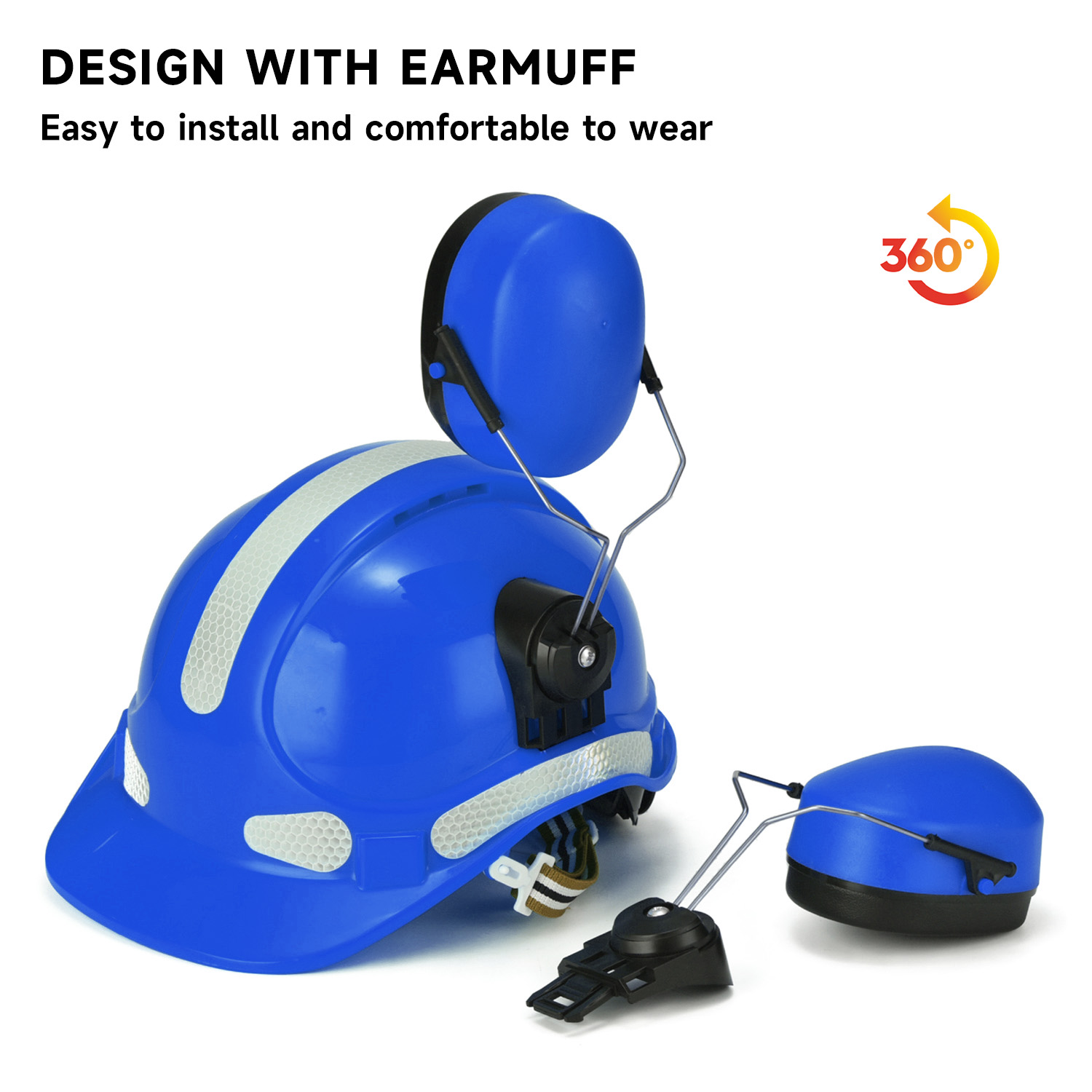 Capacete de segurança de construção com protetores auriculares W-018EM