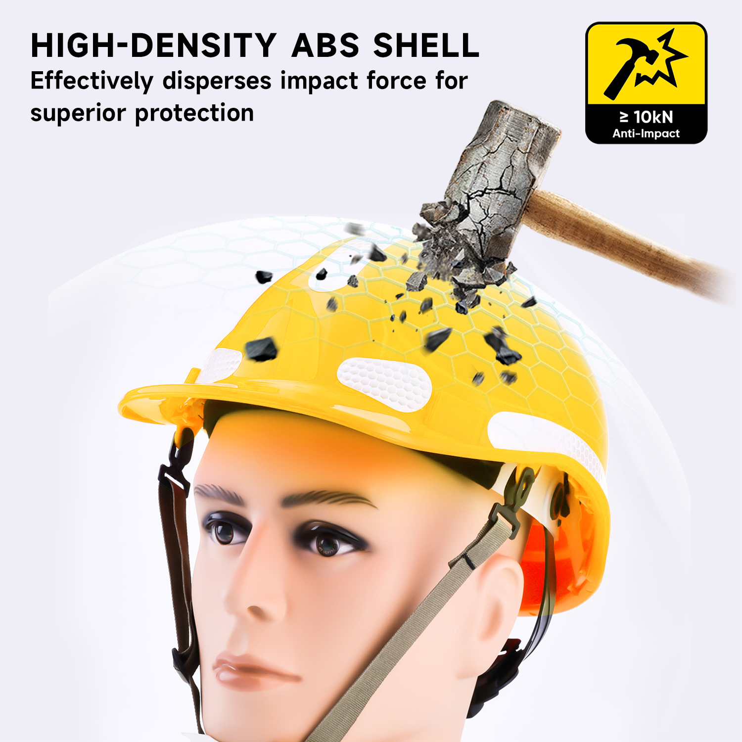 Capacete de segurança ventilado de alta visibilidade com faixas refletivas