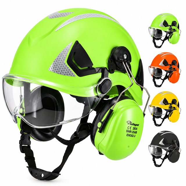 Capacete de segurança florestal com protetor facial e protetores auriculares M-5018