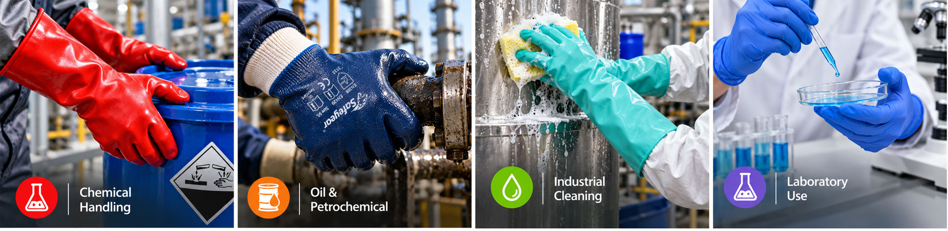 Luvas resistentes a produtos químicos e óleos para manuseio de produtos químicos, trabalho petroquímico, limpeza industrial e uso em laboratório