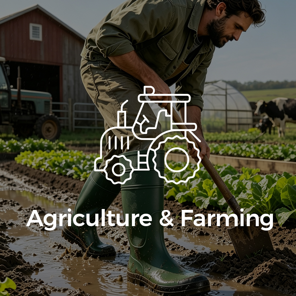 Botas de seguran&ccedil;a em PVC imperme&aacute;veis ​​W-6038 para locais de trabalho agr&iacute;colas e agr&iacute;colas