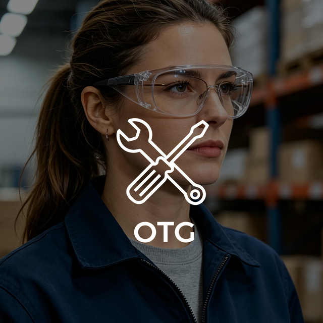 Óculos de segurança OTG para proteção ocular no local de trabalho