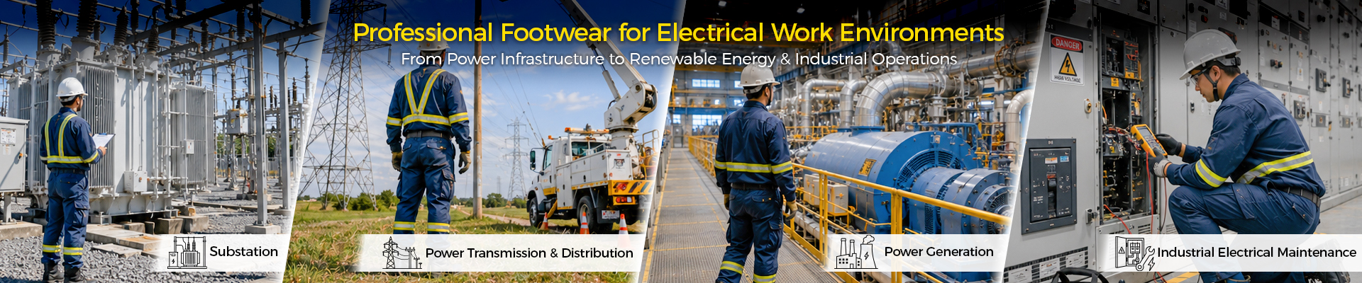 Botas de segurança com classificação EH para trabalhadores de serviços públicos, manutenção elétrica, distribuição de energia e aplicações de energia renovável