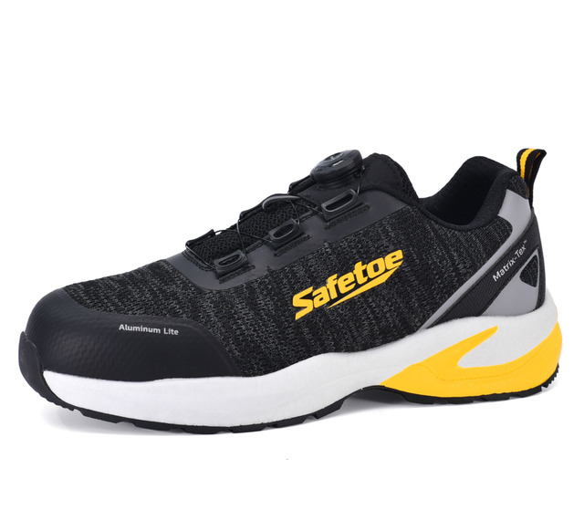 Sapatos de segurança de trabalho de verão com biqueira de alumínio antiderrapante para trabalhadores de logística L-7609 amarelo